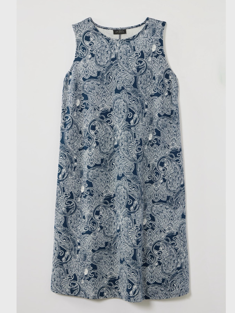 J. Jill Wearever A-Line Sleeveless Dress Nvy and White Paisley size Large NWT - Picture 3 of 11